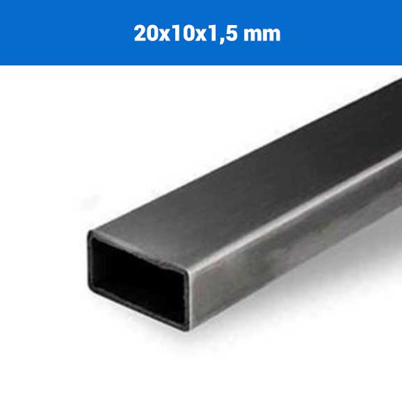 Tube Rectangulaire Acier 20x10x1,5 Mm – Longueur 1100 Mm, Acier S235JR, Surface Noire Non Traitée, Pour Bricolage, Construction